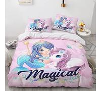 Fundas Nordicas Cama Microfibra Suave Unicornio Funda Nordica 135X200 Impresión 3D Fundas Nordicas para Cama De 90 con 2 Fundas De Almohada De 40X75Cm 135X200 Cm