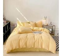 Fundas Nórdicas de Rejilla Amarilla,Moderno y Sencillo Juego de Ropa de Cama de Microfibra Estampado con Patrón Geométrico de Cuadros Vichy de Buffalo,Funda Nordica Cama 240X220 a Cuadros Suave