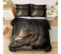 Fundas Nórdicas Estampada 135 x 200 cm Fundas Nórdico - Competencia Caballero Sombrero Artículos Decorativos cálidos de Invierno Estilo Americano Vaquero del Oeste Rancho Rural Patrón Funda Nórdica