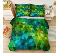 Fundas Nórdicas Estampada 230 x 220 cm Fundas Poliéster Nórdico - Azul Verdoso Artículos Decorativos cálidos de Invierno Minimalista Poligonal Geométrico Bloques De Color Patrón Funda Nórdica