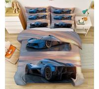 Fundas Nórdicas Estampada Doble Cara Primer Plano Playa Coche Deportivo Puesta de Sol - Ropa de Cama de Microfibra 220 x 240 cm, 2 Fundas Almohada, Funda nórdica, Suave y Transpirable, Vistoso