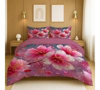 Fundas nórdicas Resistente a la decoloración Calidad de Hotel con Fundas de Almohada Dormitorio Infantil Rosa Flor EstéTico DecoracióN,260x220cm(86" x 102")