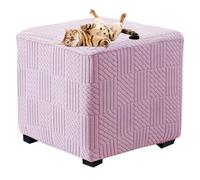 Fundas otomanas cuadradas elásticas para ajustar, cubierta otomana plegable cuadrada, funda para banco otomano, funda para taburete para perros, gatos y niños (rosa, pequeño)