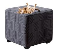 Fundas otomanas cuadradas elásticas para ajustar, cubierta otomana plegable cuadrada, funda para banco otomano, funda para taburete para perros, gatos y niños (gris oscuro, pequeño)