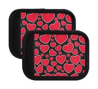 Fundas para asa de equipaje con diseño de corazones rojos, color blanco y negro, para maleta, equipaje de mano, mochilas, 5.9 x 4.3 pulgadas, Corazones rojos atrevidos, blancos y negros, one sizex4