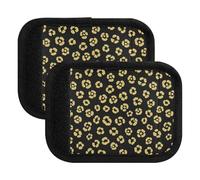 Fundas para asa de equipaje con diseño de lunares dorados y brillantes, color negro, fundas suaves para maletas, para viajes, 5.9 x 4.3 pulgadas, Puntos de leopardo dorados brillantes y negros, one