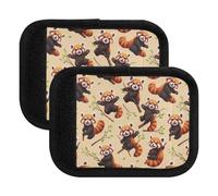 Fundas para asa de equipaje, diseño de pandas rojos, para bolsas de viaje, etiquetas de identificación de equipaje, funda de mango de agarre suave para maleta, Bonito animal de panda rojo, Set of 2