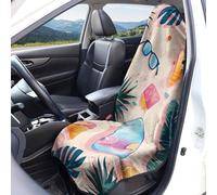 Fundas para asientos delanteros de coche con estampado frutas verano y palmeras coco protector universal lavable y transpirable de tela de toalla accesorios decoración para el interior del coche