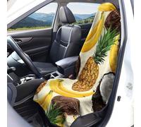 Fundas para asientos delanteros de coche con estampado frutas verano y palmeras coco protector universal lavable y transpirable de tela de toalla accesorios decoración para el interior del coche