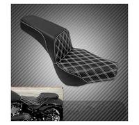 Fundas para asientos motocicleta Para Harley Para Softail Street Bob FXBB 2018-2024 2025 Asiento Doble Delantero Y Trasero Para Motociclista Cojín De Cuero Negro(Two Up Seat White)