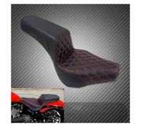 Fundas para asientos motocicleta Para Harley Para Softail Street Bob FXBB 2018-2024 2025 Asiento Doble Delantero Y Trasero Para Motociclista Cojín De Cuero Negro(Two Up Seat Red)
