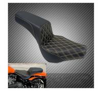 Fundas para asientos motocicleta Para Harley Para Softail Street Bob FXBB 2018-2024 2025 Asiento Doble Delantero Y Trasero Para Motociclista Cojín De Cuero Negro(Two Up Seat Yellow)