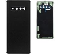 Fundas para batería + Adhesivo de Doble Cara + Lente Compatible para Samsung Galaxy S10 Plus G975 S10 + G975F de Repuesto de Cristal Trasero + Carcasa Adhesiva + Lente con Marco de cámara (Negro)