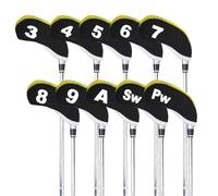 Fundas para Cabeza De Club De Golf 10 unids/Set Cubierta Club de Golf for planchas Cabeza Hierro 3 4 5 6 7 8 9 ASP Accesorios(Yellow)