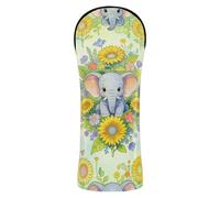 Fundas para cabeza de golf con etiquetas de números para Woods and Driver Fairway Hybrid Cute Baby Elephants and Girasol Floral