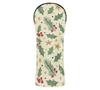 Fundas para cabeza de golf de cuero de primera calidad con etiqueta de número para conductor/madera de Fairway/Hybrid Navidad crema acebo estrellas agujas de pino