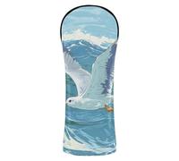 Fundas para cabeza de golf de gaviota volando sobre el océano con etiquetas de números para conductor, maderas y regalos de golf híbridos para hombres