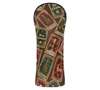 Fundas para cabeza de palo de golf con etiquetas de números para conductor Fairway Wood Hybrids Merry Christmas Red Tarot Cards