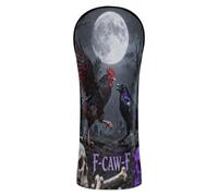 Fundas para cabeza de palo de golf con etiquetas intercambiables para maderas y conductores, híbridos de Halloween, gallo, cuervo, calavera, luna, F-caw-f
