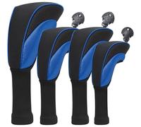 Fundas para cabeza de palo de golf para Fairway Woods Driver Hybrids 4 piezas de malla de cuello largo para fanáticos deportivos, juego de fundas para cabeza de club de golf con etiquetas