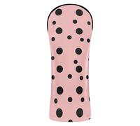 Fundas para cabeza de palos de golf con diseño de lunares negros sobre fondo rosa con etiquetas de números diseñadas para adaptarse a todas las maderas y conductores