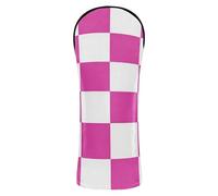 Fundas para cabeza de tablero de ajedrez a cuadros rosa y blanco para palos de golf, funda impermeable de piel premium con intercambiable No. Etiquetas para conductor, Fairway Wood Hybrid