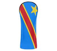 Fundas para cabezas de golf de Kinshasa con la bandera de la República Democrática del Congo de piel sintética con etiquetas de números para maderas y conductor híbrido