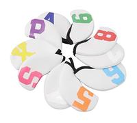 Fundas para Cabezas de Hierro de Golf, 10 Piezas, Cubierta Protectora Impermeable para la Cabeza de Palos de Golf de Neopreno con Bordado de números de Colores Grandes para Juegos (Blanca)