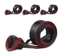 Fundas para caña de Pescar | Calcetines Protectores para Equipos de - Juego de 4 Calcetines técnicos para Playa Lago río Pontón y Almacenamiento, Rojo y Negro, Consulte la descripción, Consulte