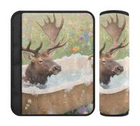 Fundas para cinturón de seguridad de automóvil, 2 piezas, fundas suaves para cinturón de seguridad de automóvil, para adultos, niños, M, alce en tina