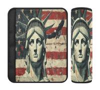 Fundas para cinturón de seguridad de coche, 2 piezas, suave, para mochila y correa de hombro, para adultos y niños, talla S, bandera del día de los presidentes de Estados Unidos y Lady Liberty