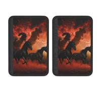 Fundas para cinturón de seguridad de coche con estampado de caballos negros y nubes rojas brillantes, 2 unidades, ajustables y transpirables, protegen el cuello y los hombros. Fundas para la correa d