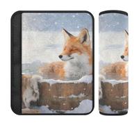 Fundas para cinturón de seguridad de coche, paquete de 2 fundas suaves para correa de cámara para adultos y niños, S, zorro, tina de invierno