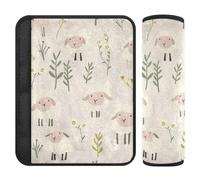 Fundas para cinturón de seguridad de coche, paquete de 2 fundas suaves para correa de hombro para asiento de bebé, para adultos y niños, patrón floral de ovejas M
