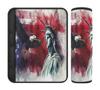 Fundas para cinturón de seguridad de coche, paquete de 2 fundas suaves para correa de hombro para mujeres, hombres, niños, M, bandera del día de los presidentes de Estados Unidos y Lady Liberty