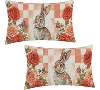 Fundas para Cojines de 30x50cm, Juego de 2 Lino Tela Funda de Almohada del Decorativos, Exterior Impermeable Pascua De Resurrección Fundas Cojines, Rosa Funda Cojin para Sofá Hogar Exterior YF-2217