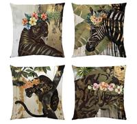 Fundas para Cojines De 40X40 Cm Animales De La Selva Cremallera Oculta, Estampado Digital Vívido & Resistente A Arrugas - Fundas Decorativas Transpirables para Sofá, Cama, Oficina