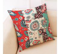 Fundas para Cojines De 45X45 Cm Collage Boho Colorido Cremallera Oculta, Estampado Digital Vívido & Resistente A Arrugas - Fundas Decorativas Transpirables para Sofá, Cama, Oficina