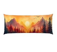 Fundas para Cojines Naranja Quemado Funda Almohada Paisaje Cojines Decorativos Funda de Almohada 30x90cm, Lino con Cremallera Oculta Suave y CóModa Lavable Máquina Adecuado Regalos para Mujeres T77