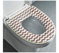 Fundas para el asiento del inodoro, Cojín de felpa invierno grueso con gancho y bucle for inodoro, asiento cálido for el hogar(Brown)