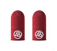 Fundas para el pulgar para juegos, paquete de 2 fundas de punta de fibra plateada, control táctil suave para juegos móviles, agarre y durabilidad mejorados, jugadores competitivos (rojo)