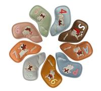 Fundas para Hierros De Golf - 9 Piezas Perro de Dibujos Animados PU Cuero Protector Portátil - Cubre Cabezales de Golf - para Práctica en Campo, Césped, Exteriores, Hogar, Deportes Recreativos y