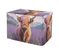 Fundas para jaula de perro, diseño de vaca de las tierras altas, color morado, resistente al viento, lavable, para mascotas de interior, tamaño mediano