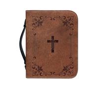 Fundas para la Biblia para mujer, de transporte de escritura de piel sintética con asa, cubierta de libro de la Biblia vintage con cremallera para iglesia, estudio, viajes y lectura diaria
