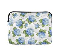 Fundas para laptop hinchadas, modernas, delgadas, para computadora portátil, funda de viaje para computadora de aire de 13 pulgadas, funda universal de acuarela azul, flores de hortensia, talla M