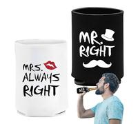 Fundas Para Latas De Cerveza Para Parejas: Superficie Con Acabado De Textura Suave, Essential Daily 1 Par De Enfriadores De Neopreno Con Aislamiento Mr And Mrs, Componente | Modelo Antideslizante Vaso