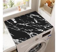 Fundas para Lavadora a Prueba de Polvo Barro de Diatomeas Estera Protectora para Refrigerador Almohadilla de Drenaje de Café con Patrón de Mármol Mantel Individual de Mesa (Black 2,40x50 cm)