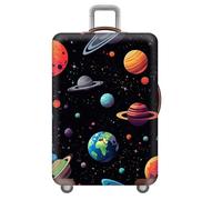 Fundas para Maleta,Cielo Estrellado Mundo Submarino Grafiti Veta De Madera Funda EláStica para Maletas,Protector,Viaje,Lavable Luggage Cover,NiñOs,Adolescentes,Adultos,Morado (Planeta,XL(29-32inch))
