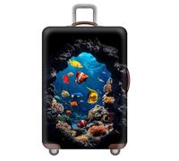 Fundas para Maleta,Cielo Estrellado Mundo Submarino Grafiti Veta De Madera Funda EláStica para Maletas,Protector,Viaje,Lavable Luggage Cover,NiñOs,Adolescentes,Adultos,Morado (Océano,S(18-21inch))
