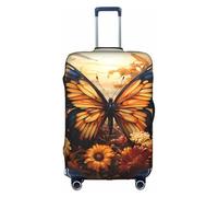 Fundas para maleta, diseño de mariposas y flores de campo, color naranja y amarillo, con estampados de personalidad a la moda, adecuadas para negocios y uso al aire, White, L